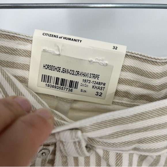 Citizens of Humanity Horseshoe Barrel Striped Baggy Jean in Khaki Stripe 32 NWT - Picture 8 of 12